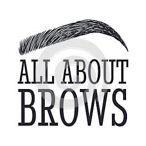 All About Brows. Text and eyebrow. Logo for brow bar