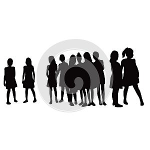 All children together body silhouette vector