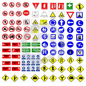 All Collection of warning, mandatory, prohibition and information traffic signs, Vector illustration