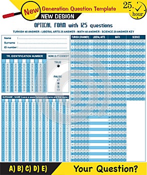 ALL COURSES - optical form, printable, AYT: High School Entrance Exam Optical Form