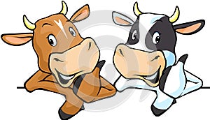 All cows recommend with thumb up - cow vector illustration