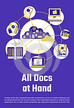 All docs at hand poster flat silhouette vector template