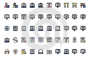all e-learning icon you need distance learning, education icon set pack