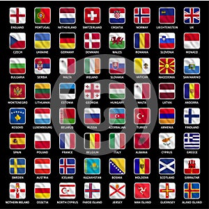 All europe flags icons collection