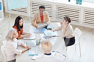 All-Female Business Team Meeting in Office