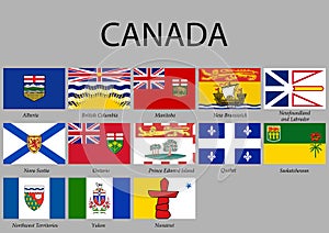 all Flags provinces of Canada. photo