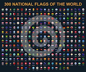 All flags of the world in alphabetical order. Round, circle glossy style