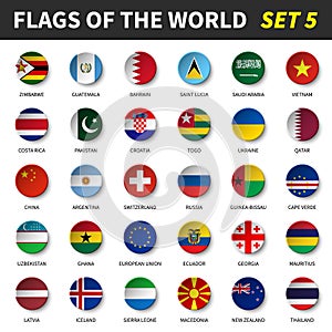All flags of the world set 5 . Circle and concave design