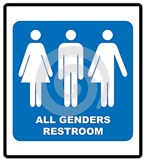 All gender restroom sign. Male, female transgender.  illustration.