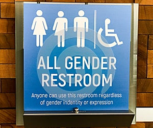 All Gender Restroom sign in Vancouver, British Columbia