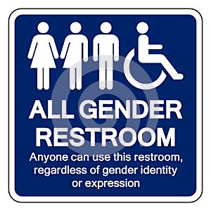 All Gender Restroom Symbol Sign,Vector Illustration, Isolated On White Background Label. EPS10