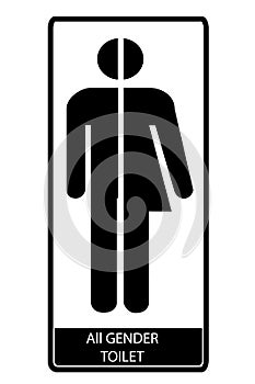 All gender toilet sign, at white background