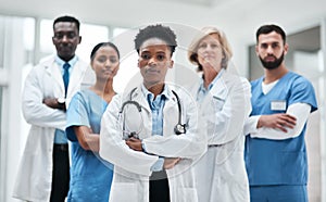 We all have very important jobs to do. Portrait of a group of medical practitioners standing together in a hospital.