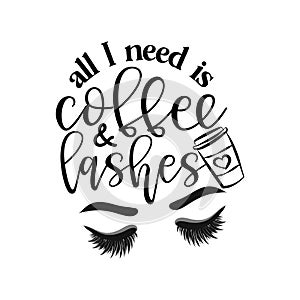 All I need is coffee and lashes - Vector eps poster