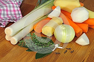 All the ingredients needed to prepare a pot-au-feu