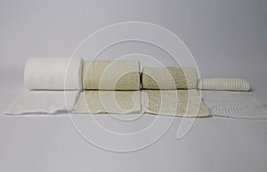 all kind of different bandages at the white background