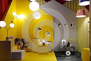 Modern lamp in lighting showroom