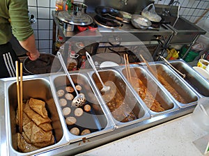 All kinds of sauce and stewed dishes in the restaurant