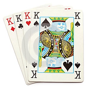 All kings of playing card over white background