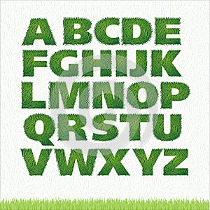 All letters of green grass alphabet.