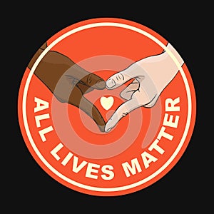 All Lives Matter sticker multiracial hands heart gesture