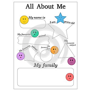 All about me printable sheet