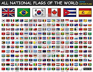 All national flags of the world . Cartoon style