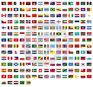 All national flags of the world with names - high quality vector flag isolated on white background