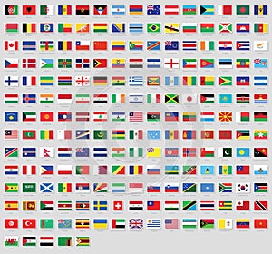All national flags of the world stickers with names. Stickers flags. High quality vector flag isolated on gray background