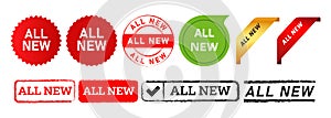 all new stamp speech bubble and ribbon label sticker tag sign for business