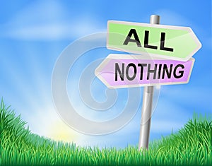 All or nothing decision sign