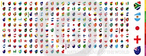All Official National Flags of the World in Rugby Style. Big Rugby icon set