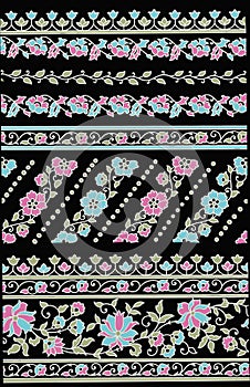 All over floral border design foe ladies garments , textile print and background wallpaper design