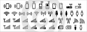 all phone wireless internet data connection vector icon set. contains icon as wifi, tethering, data transfer, modulator photo