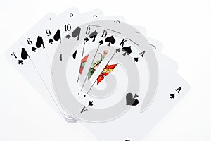 All pik Skat cards from the seven to the ace