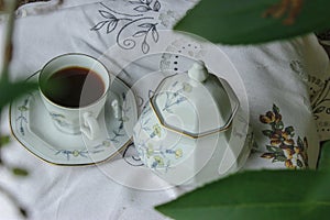 All ready for coffee in the garden