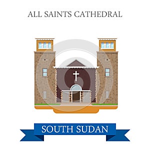 All Saints Cathedral South Sudan Flat sight vector