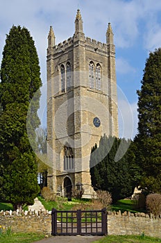 All Saints church tower Odell Bedfordshire