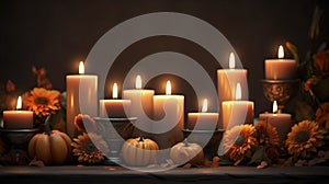 all saints\' day background, sober, candles, soft tones, background for all Saints Day or All Souls\' Day.