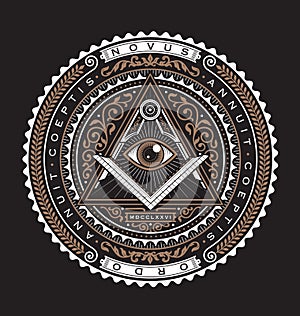 All Seeing Eye Emblem Badge Vector Logo 2 Color