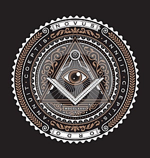 All Seeing Eye Emblem Badge Vector Logo 2 Color photo
