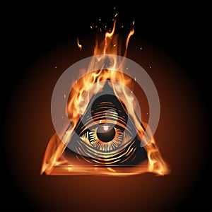 All seeing eye in flame photo