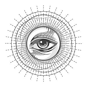 All Seeing Eye Inside Sun Rays Astrology Sacred Symbol