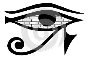 All-seeing eye. Mason sign on a white background. Masonic symbol isolated. Ancient Egypt Eye. Masonry walls in the eye.