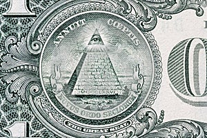 All-seeing eye. Masonic sign. Mason symbol. 1 one dollar.