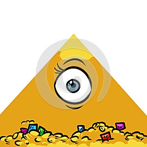 All-seeing eye mountain gold egypt pyramid treasure cartoon World government