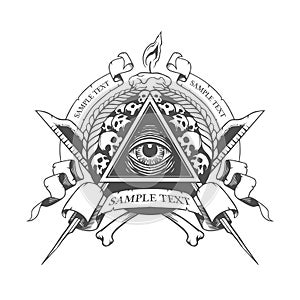 All seeing eye. Mystic occult esoteric.