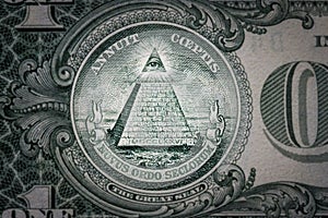 All-seeing eye on the one dollar. New world order. elite characters. 1 dollar photo