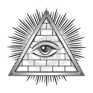 All Seeing Eye Pyramid Masonic Symbol photo