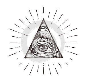 All seeing eye symbol. Vector illustration photo